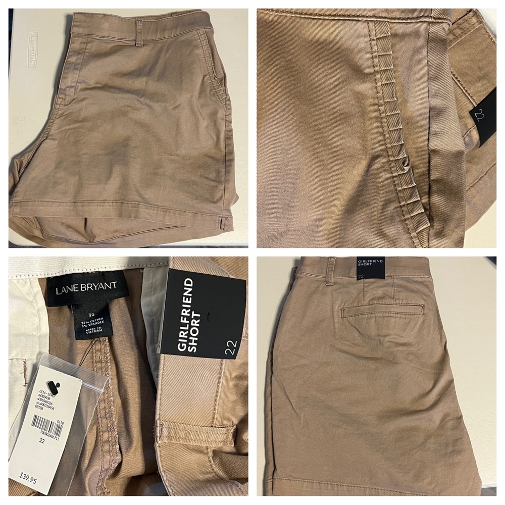 Lane Bryant Size 22 Girlfriend Short with ruffle detail NWT Khaki